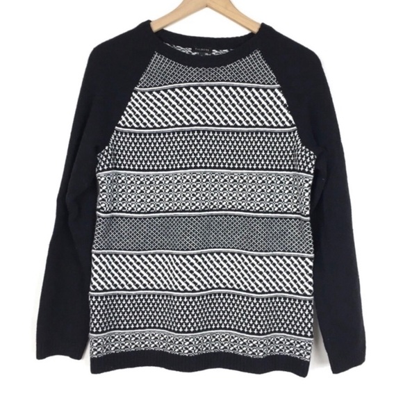 Talbots Black and White Geometric Sweater - Picture 5 of 9